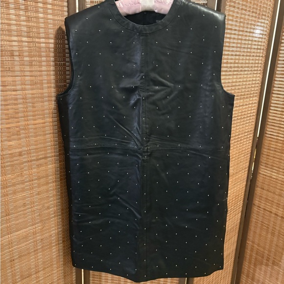 All Saints Black Studded Leather Mini Shift Dress - NWT - Picture 2 of 5